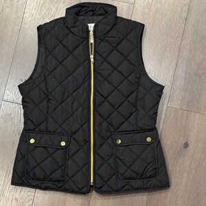 St. John's Bay Black Quilted Vest with Gold Zipper